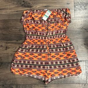 AMERICAN RAG Strapless Shorts Romper SMALL